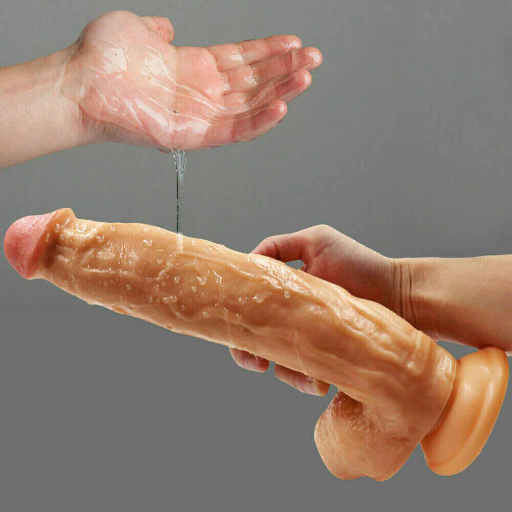 Immense & Girthy 12 Inch Realistic Suction Cup Dildo Real Feel Shaft & Balls