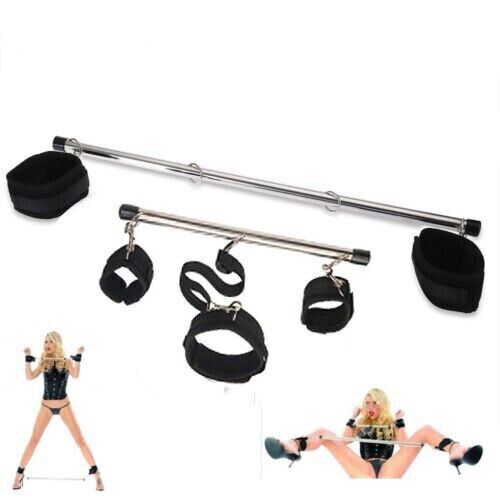Bondage Restraint Metal Spreader Bar Wrist Ankle Cuff Restraints BDSM Slave Play