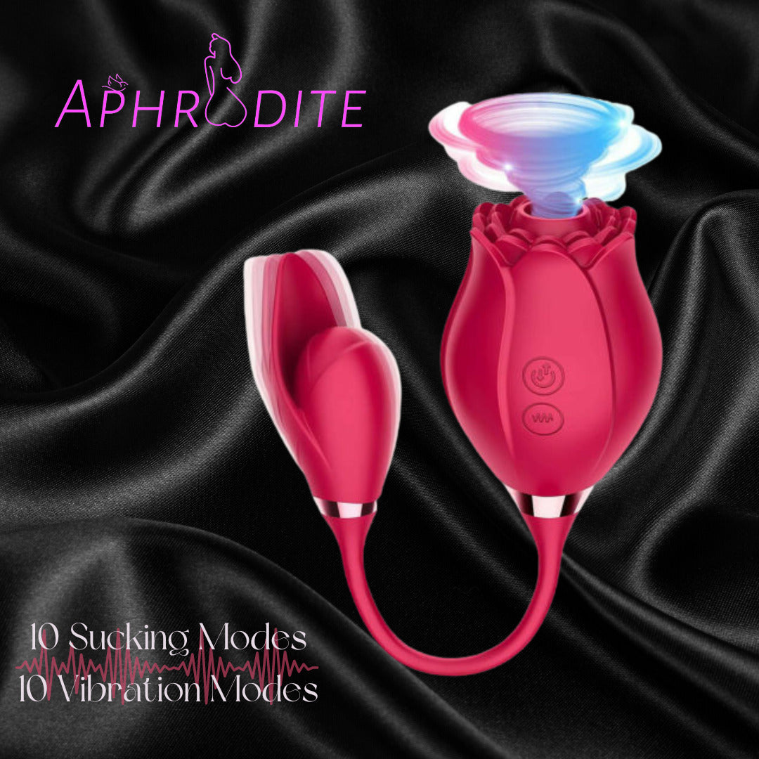 Rose 2 in 1 Clit Oral Licking Sucking & G-spot Vibrator Dildo Bullet Sex Toys UK