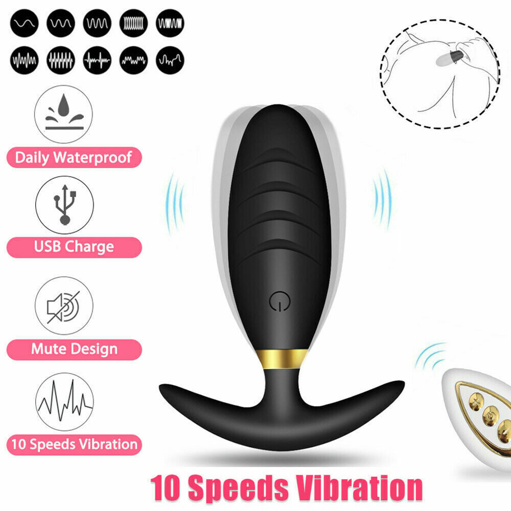 Wireless Anal Butt Plug Remote Control Vibrating Clitoris Stimulator Sex Toys UK