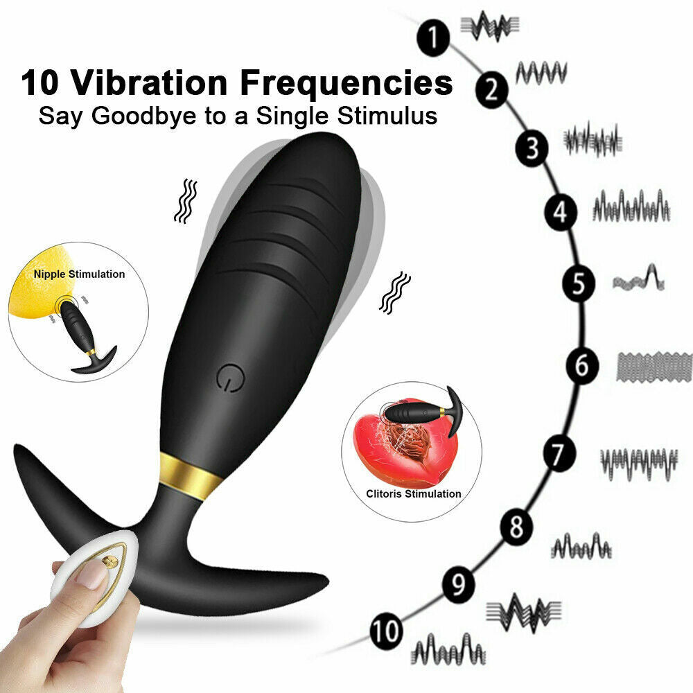 Wireless Anal Butt Plug Remote Control Vibrating Clitoris Stimulator Sex Toys UK