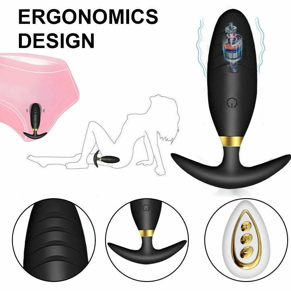 Wireless Anal Butt Plug Remote Control Vibrating Clitoris Stimulator Sex Toys UK