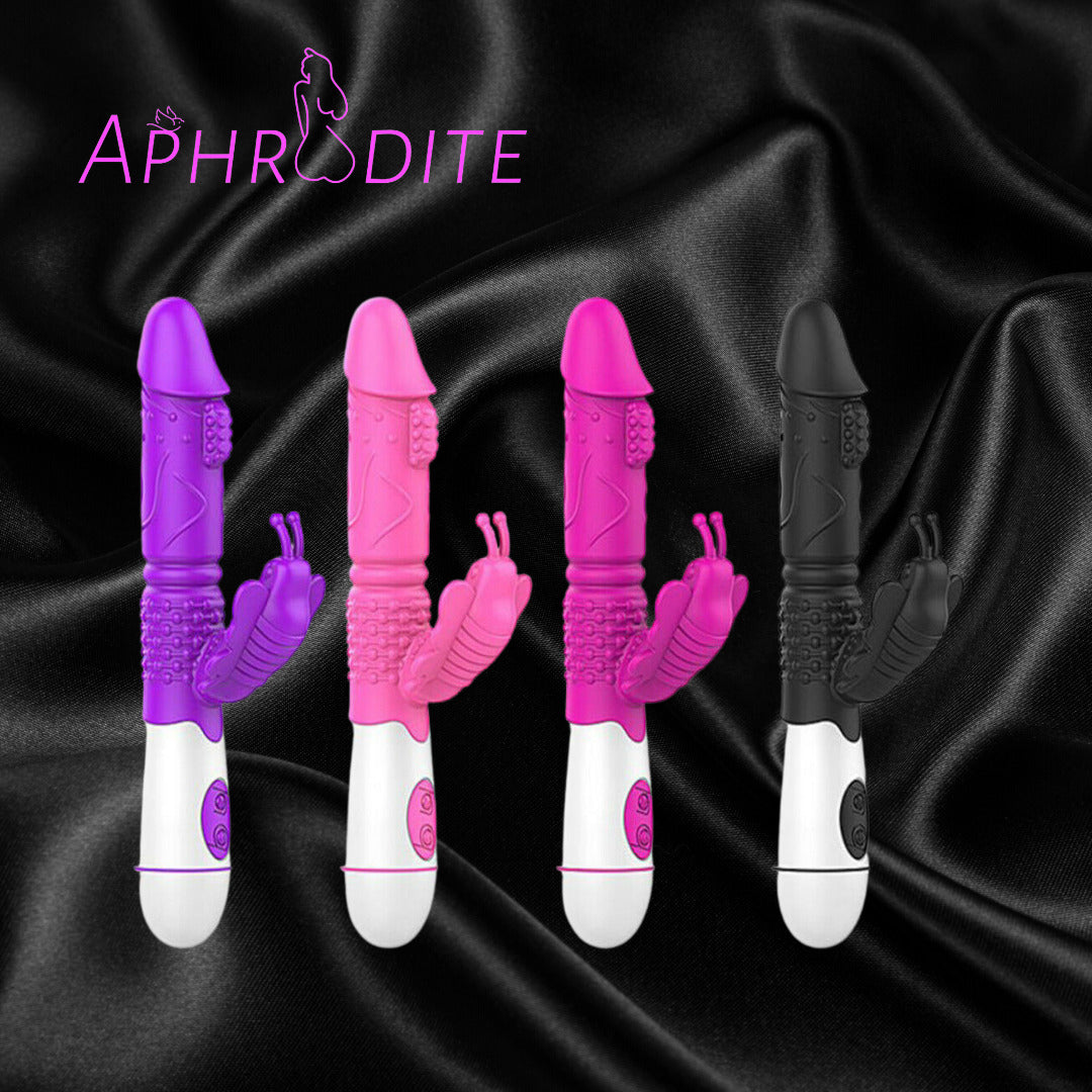Aphrodite 30 Speeds Ribbed Butterfly Dildo Vibrator
