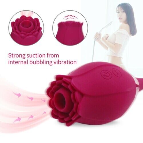Rose 2 in 1 Clit Oral Licking Sucking & G-spot Vibrator Dildo Bullet Sex Toys UK