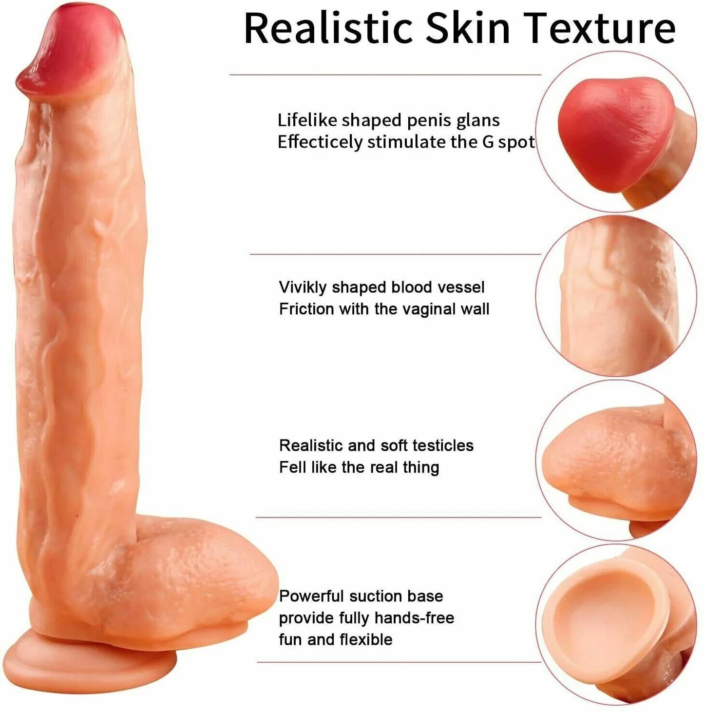 Immense & Girthy 12 Inch Realistic Suction Cup Dildo Real Feel Shaft & Balls