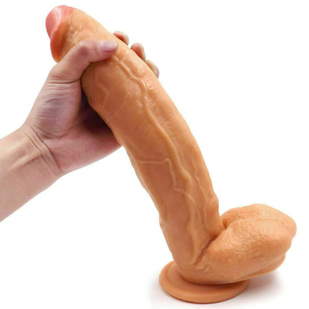 Immense & Girthy 12 Inch Realistic Suction Cup Dildo Real Feel Shaft & Balls
