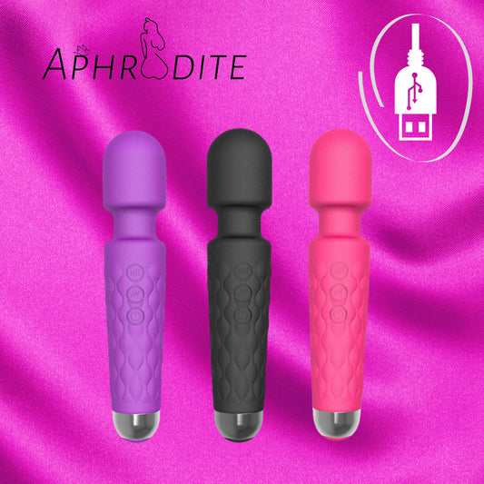 Luxury Magic Massage Wand Vibrator 20 Modes Massager USB Rechargeable Waterproof
