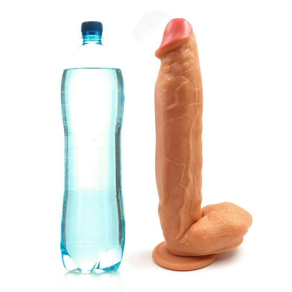 Immense & Girthy 12 Inch Realistic Suction Cup Dildo Real Feel Shaft & Balls