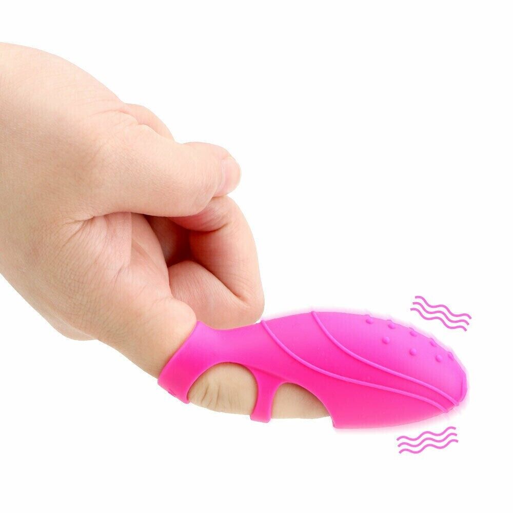 Vibrating Finger Sleeve Clitoris G-Spot Stimulator  Textured Vibrator Massager