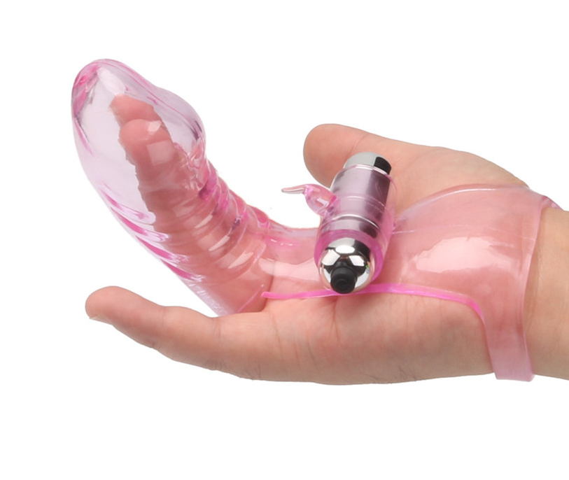Finger Sleeve Vibrator G Spot Vibrating Dildo Adult Women Sex Toy FREE BULLET
