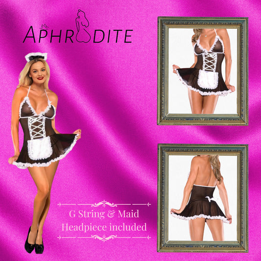 French Maid Lace Up Fancy Dress