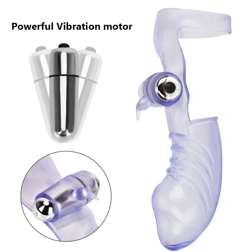 Finger Sleeve Vibrator G Spot Vibrating Dildo Adult Women Sex Toy FREE BULLET