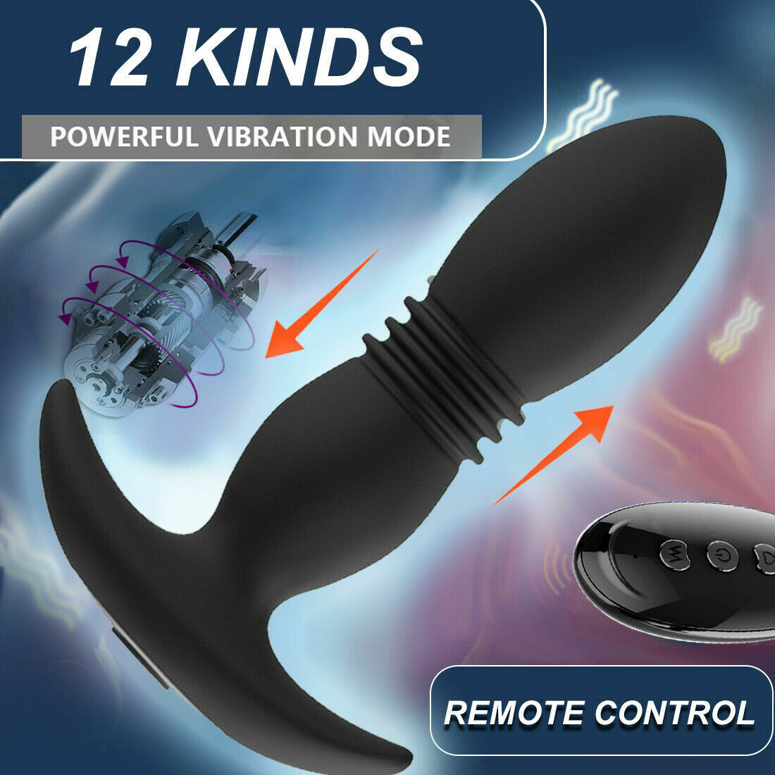 Telescopic Vibrator Anal Butt Plug Prostate Massage Thrusting Vibrating Sex Toys