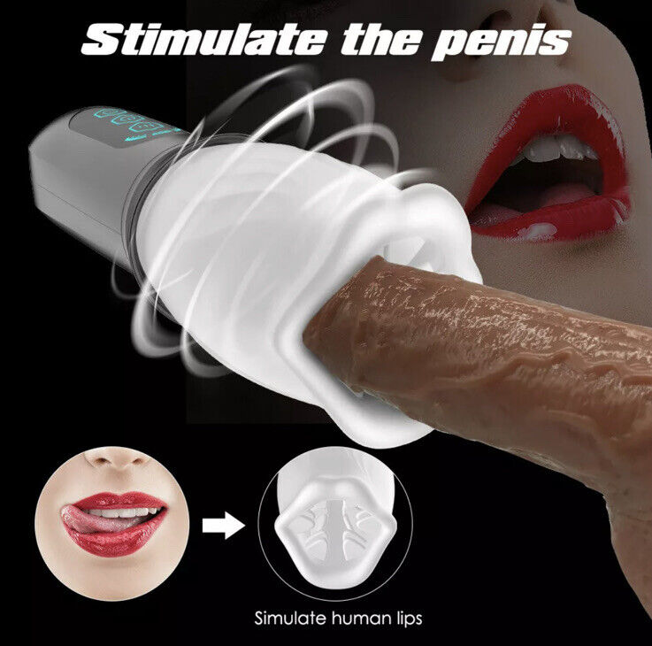 Male Masturbator Automatic 360 Rotating Cup Thrusting Lips Stroker Sex Toy UK