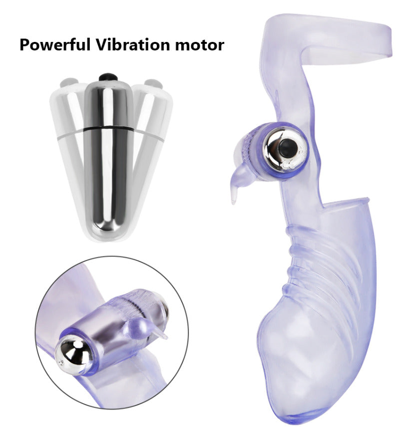 Finger Sleeve Vibrator G Spot Vibrating Dildo Adult Women Sex Toy FREE BULLET