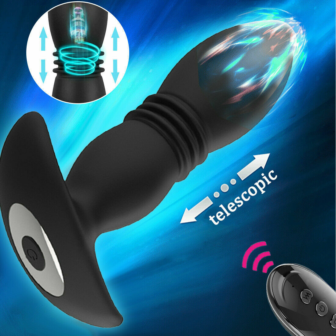 Telescopic Vibrator Anal Butt Plug Prostate Massage Thrusting Vibrating Sex Toys