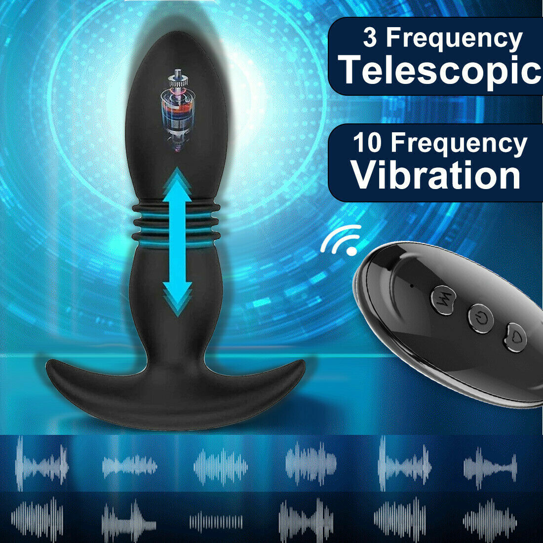 Telescopic Vibrator Anal Butt Plug Prostate Massage Thrusting Vibrating Sex Toys