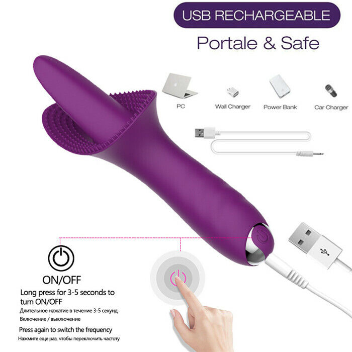 Vibrating Magic Tongue Massager USB Electric Nipples Licker Vibrator Sex Toy